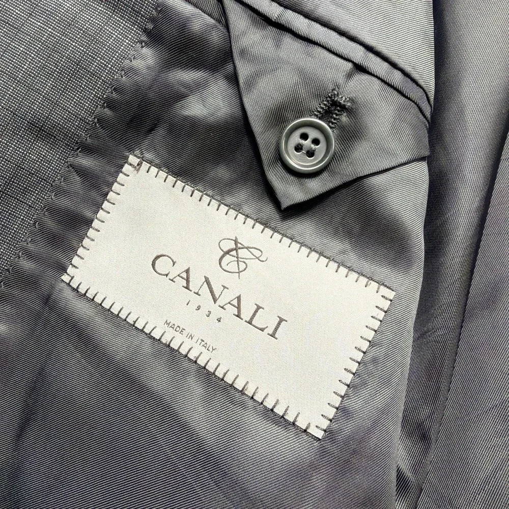 CANALI Travel Sport Coat Blazer WATER RESISTANT Gray Check Modern Italy 46L MINT